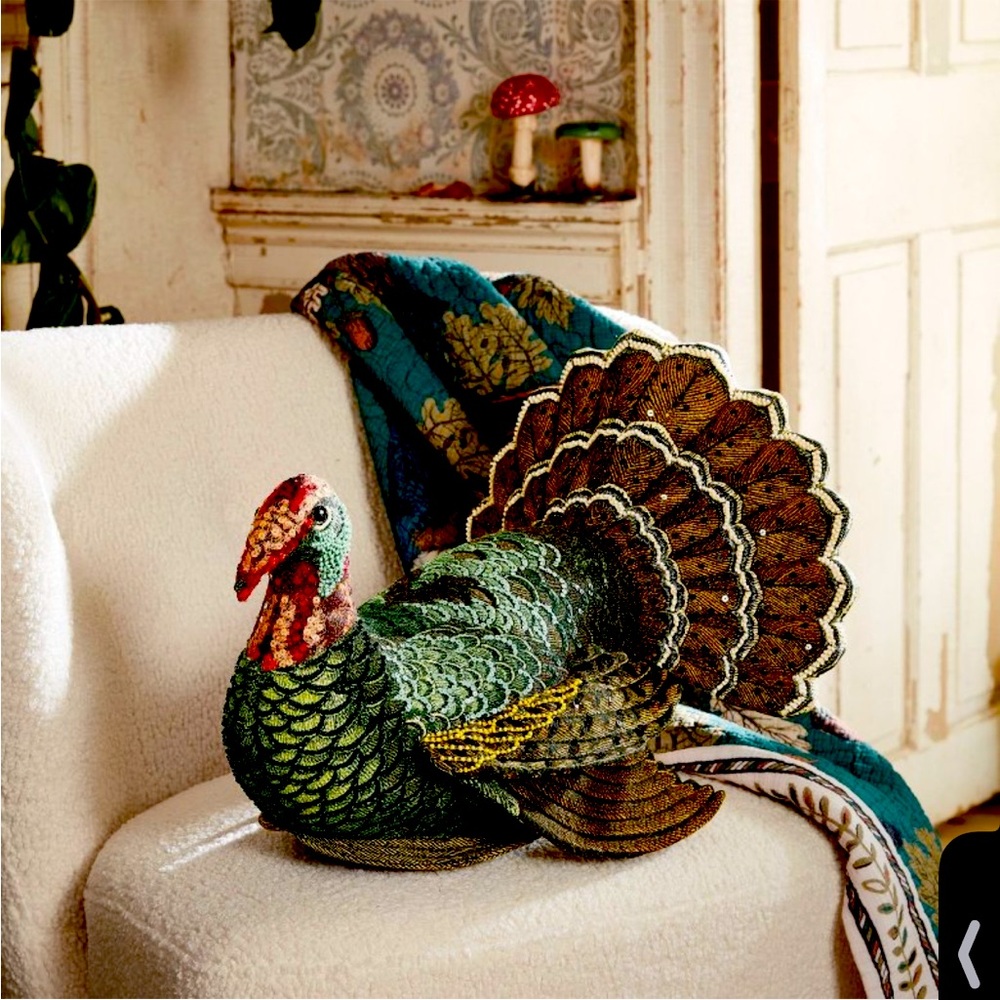 NWT Beaded Turkey Novelty Plush Pillow - John Derian for Target
